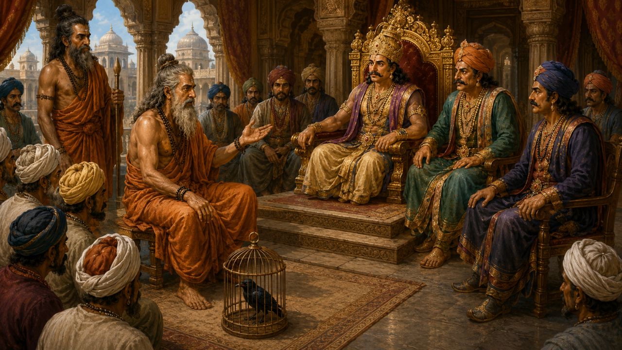 Sage Kalakavriksha saved the king from his enemies with the help of a crow