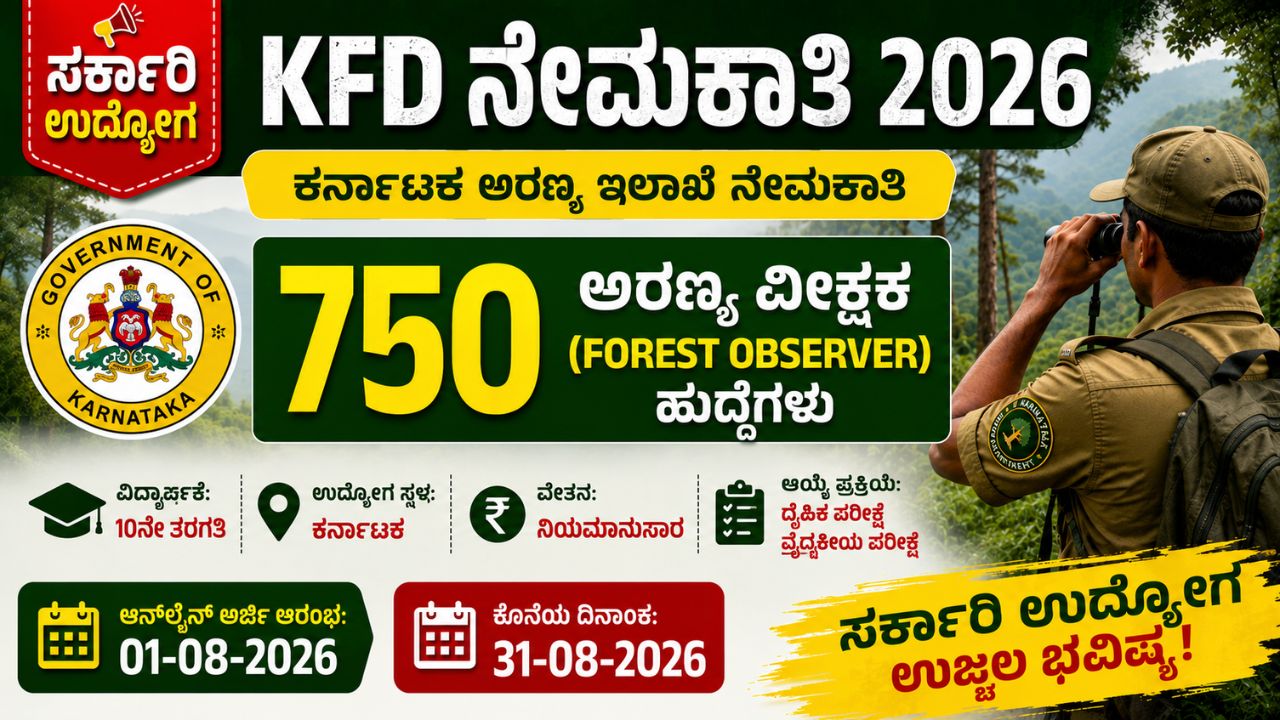 Karnataka forest department recruitment Apply Online for 750 Forest Observer Posts